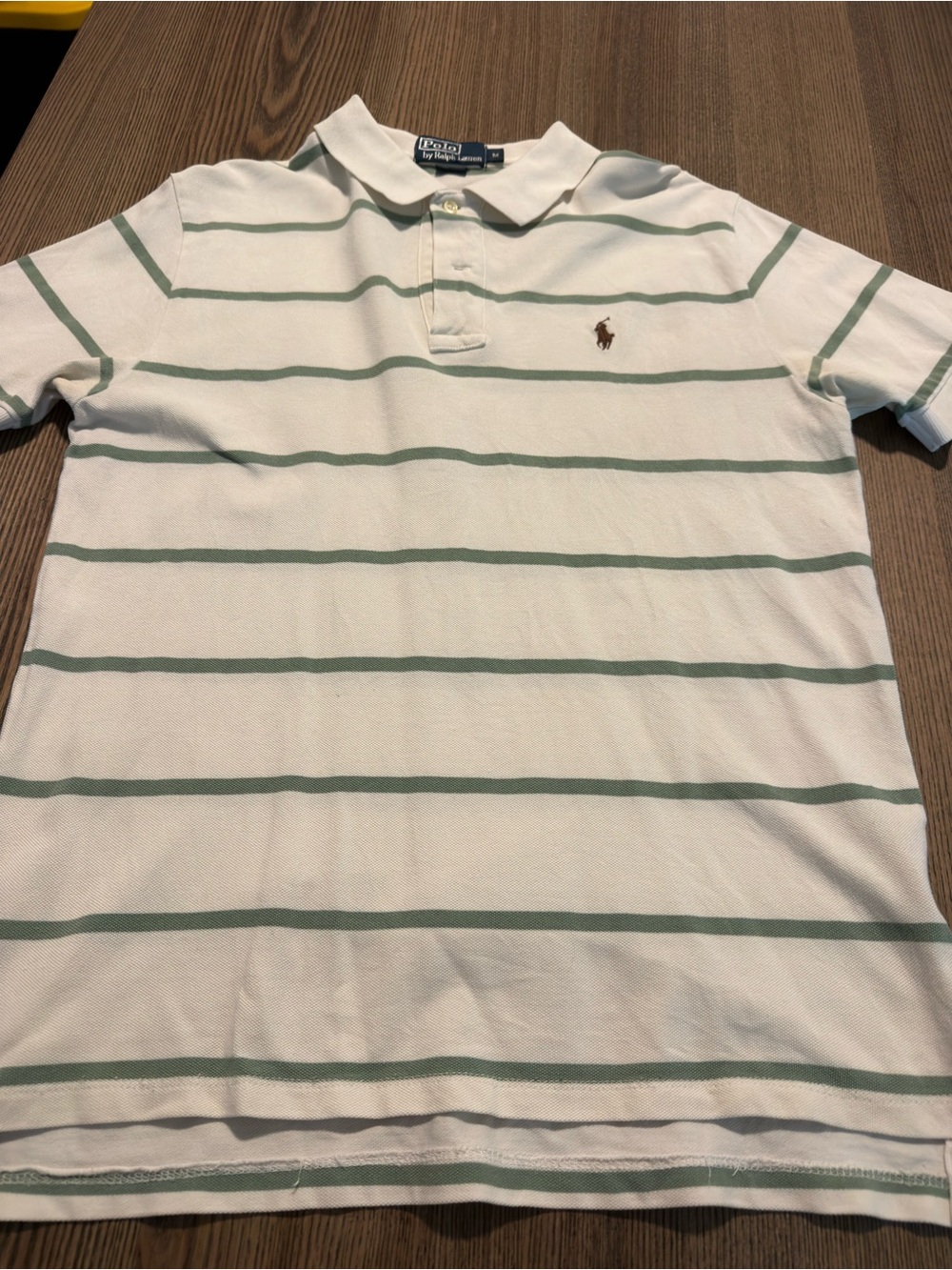 Ralph Lauren White Polo with Sage Green Stripes